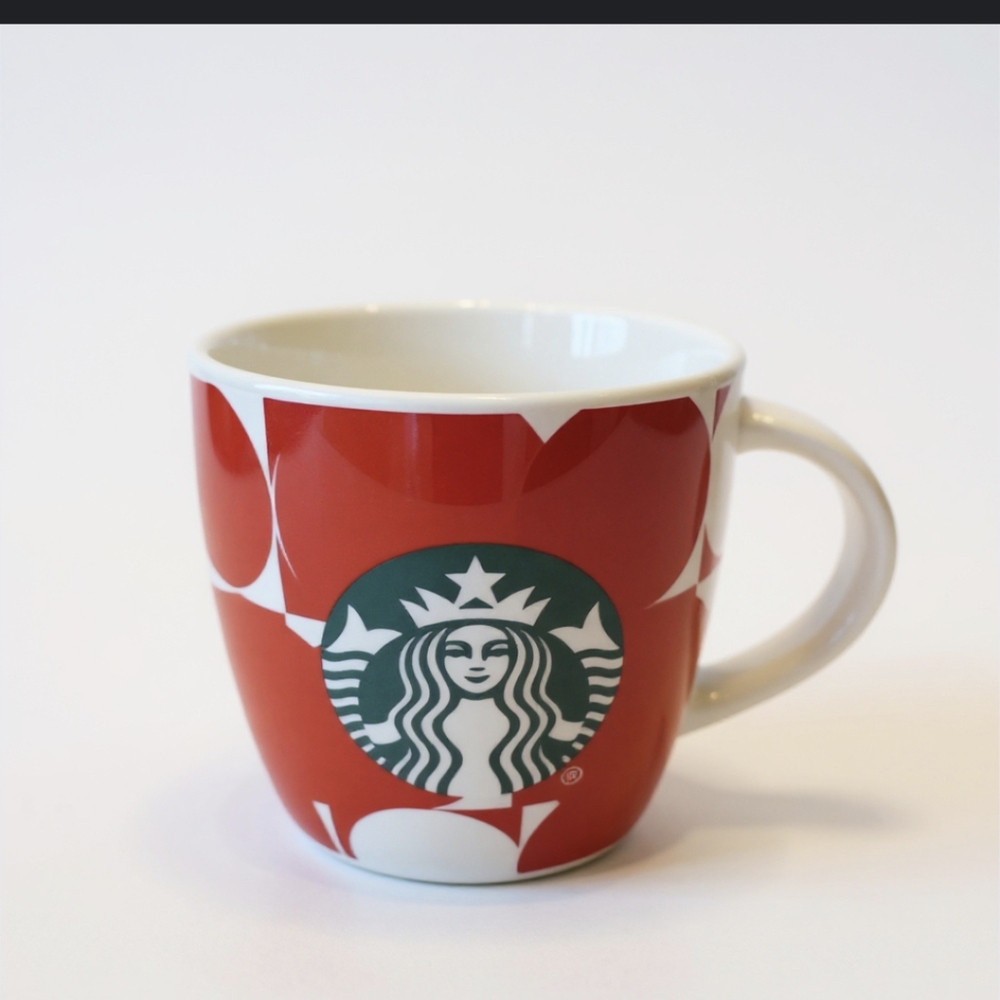 Starbucks White w/ Red Circles 14oz Coffee Cup
